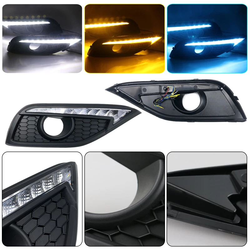 2 قطعة لهوندا CRV CR-V 2012 2013 2014 DRL القيادة النهار تشغيل ضوء مع بدوره إشارة الضباب مصباح التتابع ضوء النهار سيارة الجمعية