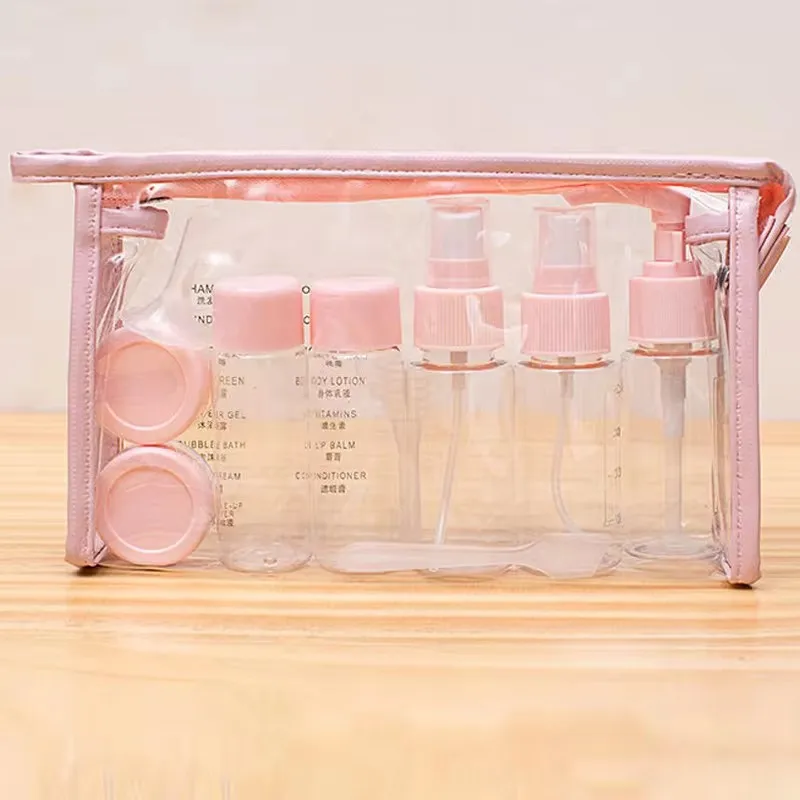 

9/11Pcs Refillable Travel Bottle Dispensing Spray Lotion Body Wash Essence Shampoo Cosmetics Empty Container Makeup Storage