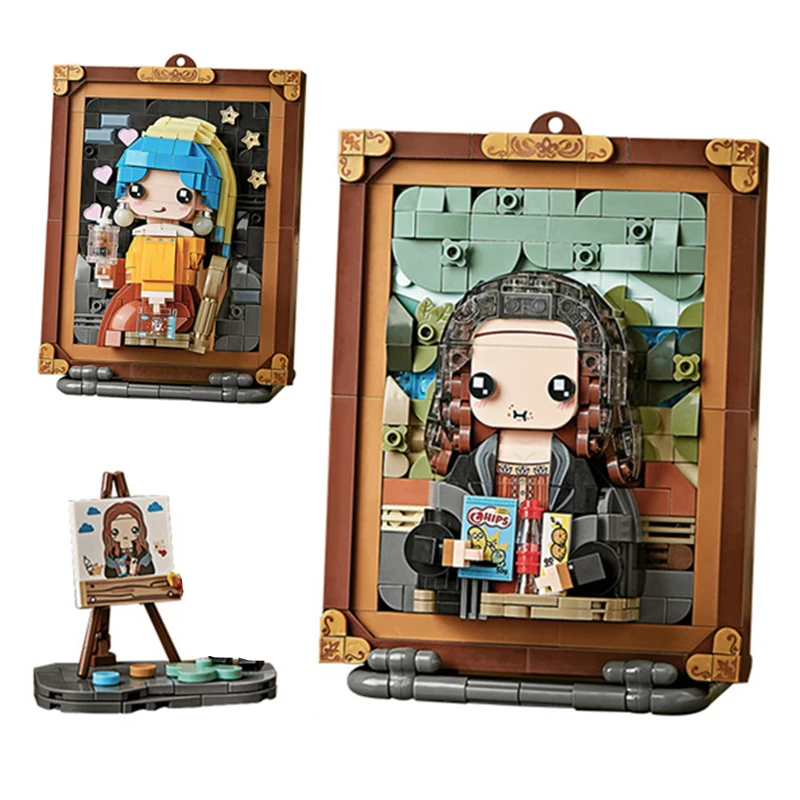 Building Block Toys World Famous Oil Painting Mona Lisa Home Hanging Painting decorazioni giocattoli per bambini fai da te per regali di amici