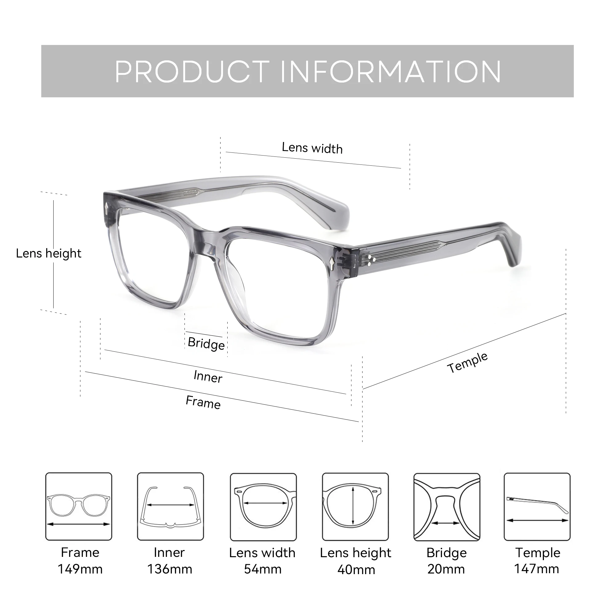 Occhiali da vista personalizzati quadrati in plastica BLUEMOKY, miopia progressiva da uomo, fotocromatici, abbinati a occhiali