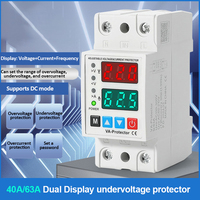 40A/63A 220V Din Rail Dual Display Adjustable Over Voltage Current and Under Voltage Protective Device Protector Relay