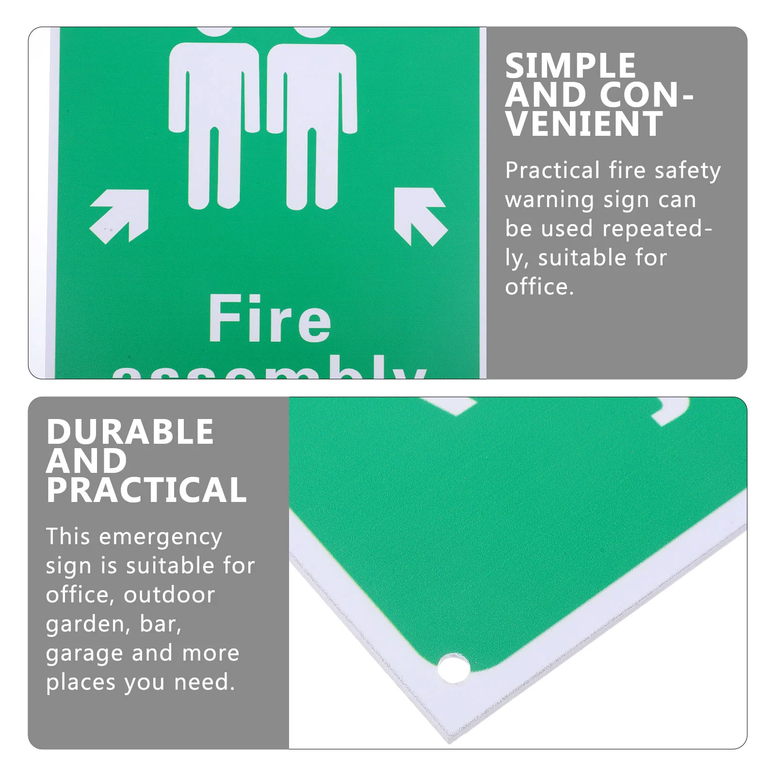 Safety Sign Fire Rally Point Office Emergency Indicator Warning Evacuation Assembly