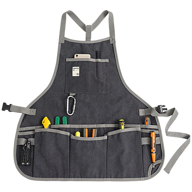Portable Thick Canvas Apron Multi-Functional Garden Tool Storage Bag Large Capacity Unisex Workwear Modern Simple Solid Color 1