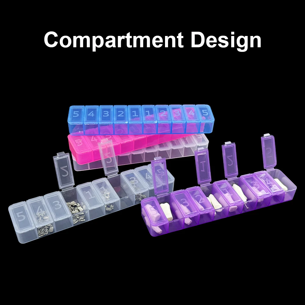 1pc Plastic Dental Storage Box 10 Slot Dentistry Multifunction Compartment Organizer Multi Grids Bracket Veneers Teeth Container