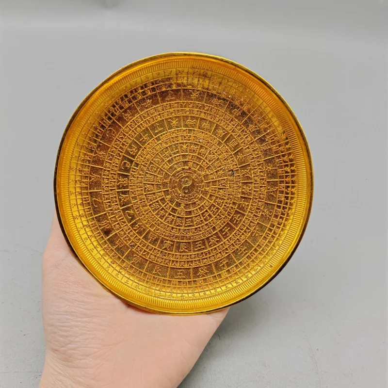 Early Pure Copper Gossip Plate Copper Plate Made in Years of Qian Long Emperor of Qing Dynasty Crafts Gold Plate Entrance Decora