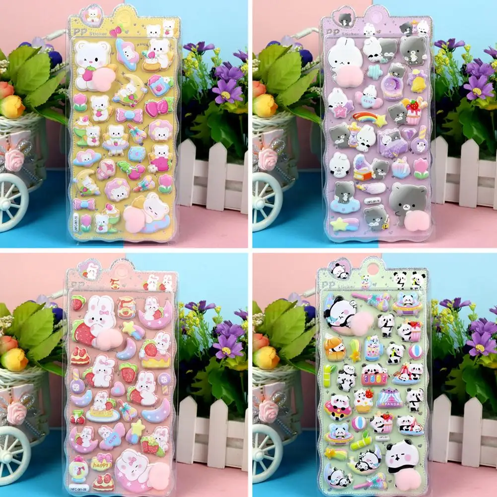 1 ورقة ثلاثية الأبعاد لطيف الحيوان بعقب ملصقات الإجهاد الإغاثة أرنب الباندا الدب DIY بها بنفسك سجل القصاصات الغيتار جراب هاتف محمول مائي 2026 جديد