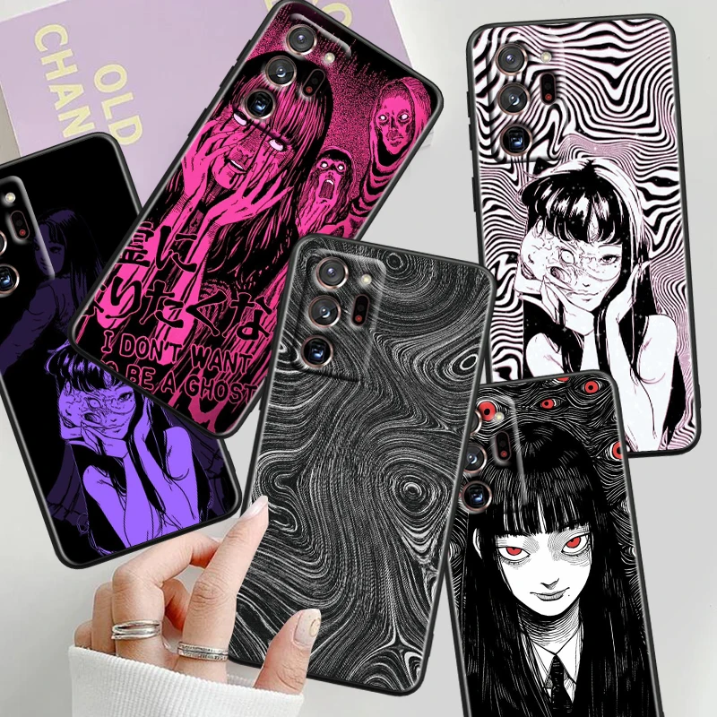 Anime Junji Ito Girl Tomie For Samsung Note 20 10 Ultra Plus A31 A14 A12 A70 A34 A25 A04 A05 A15 A24 5G Black Funda Phone Case