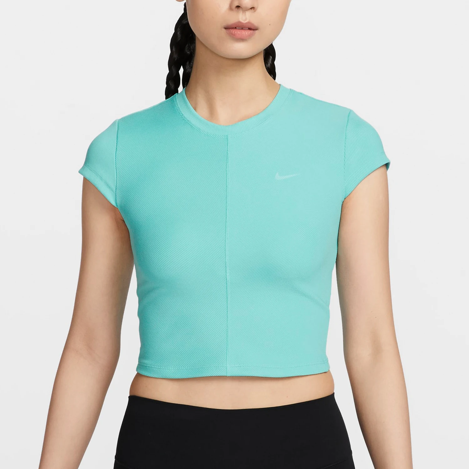 Nike genuine sports women's spliced round neck tight fit fitness short sleeved T-shirt FV7875-300