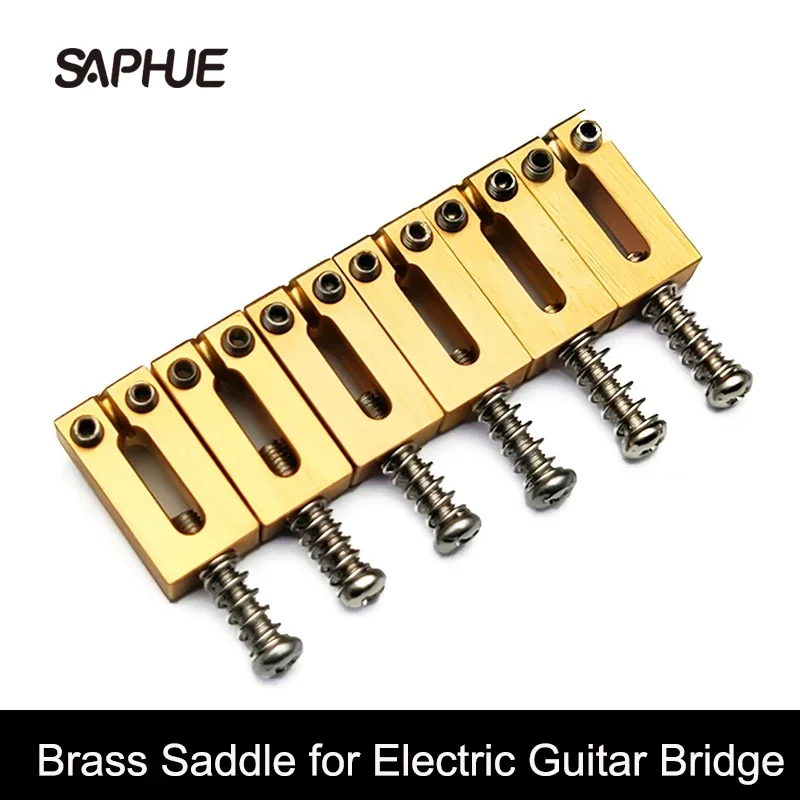6Pcs/Set Brass Saddle Flat Top Guitar Bridge Saddles 10.5MM/10.8MM for Electric Guitar Bridge or Tremolo Bridge Guitar Parts