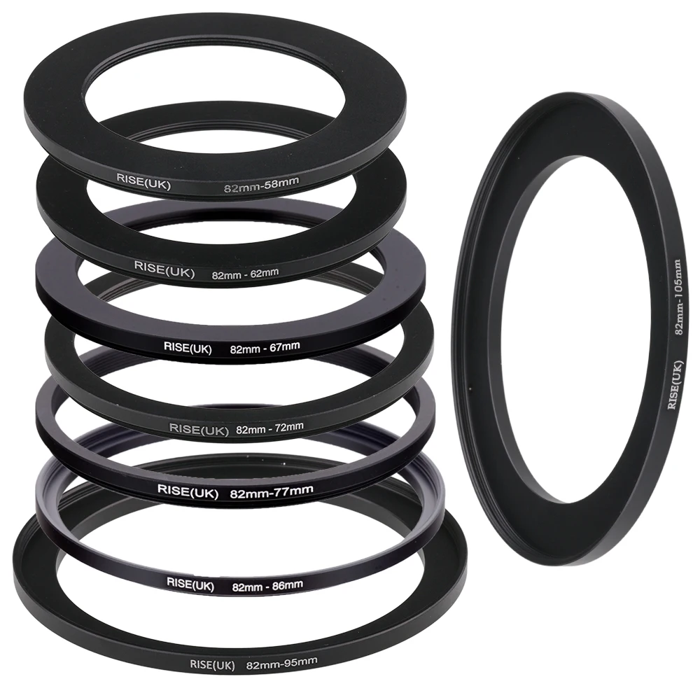 Camera Lens Filter Adapter Ring Step Up or Step Down Ring Metal for 82mm lens - 62 67 72 77 86 95 105mm UV ND CPL Lens Hood etc.