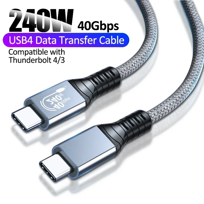 PD240W 40Gbps USB 4 Cable 4K 8K 60Hz USB Type C Dual Head Super Speed Data Transfer Cable for Thunderbolt 4/3 for Macbook Laptop