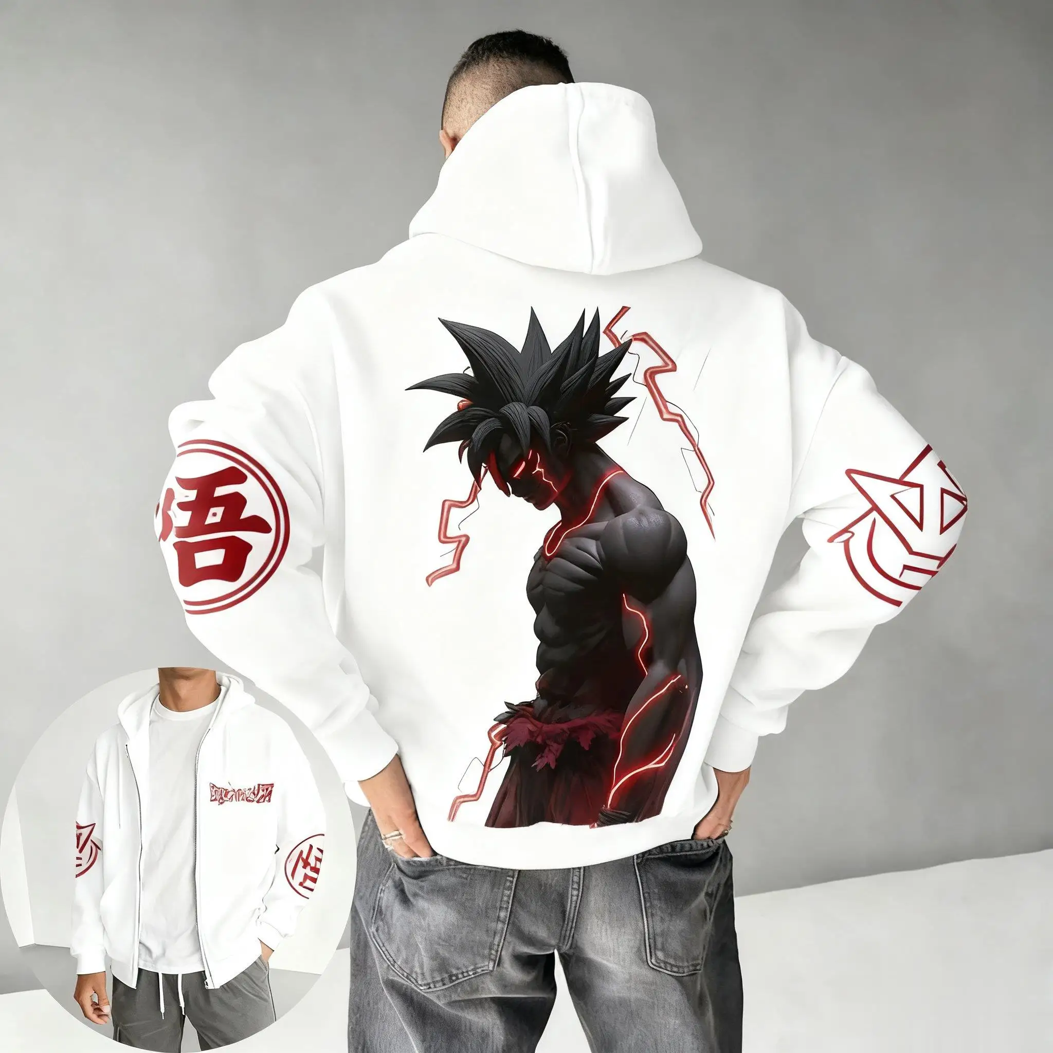 Unisex Anime Dragon Ball Goku Streetwear Felpa con cappuccio vintage con cerniera Uomo Donna Primavera Autunno Nuova felpa casual Top a maniche lunghe