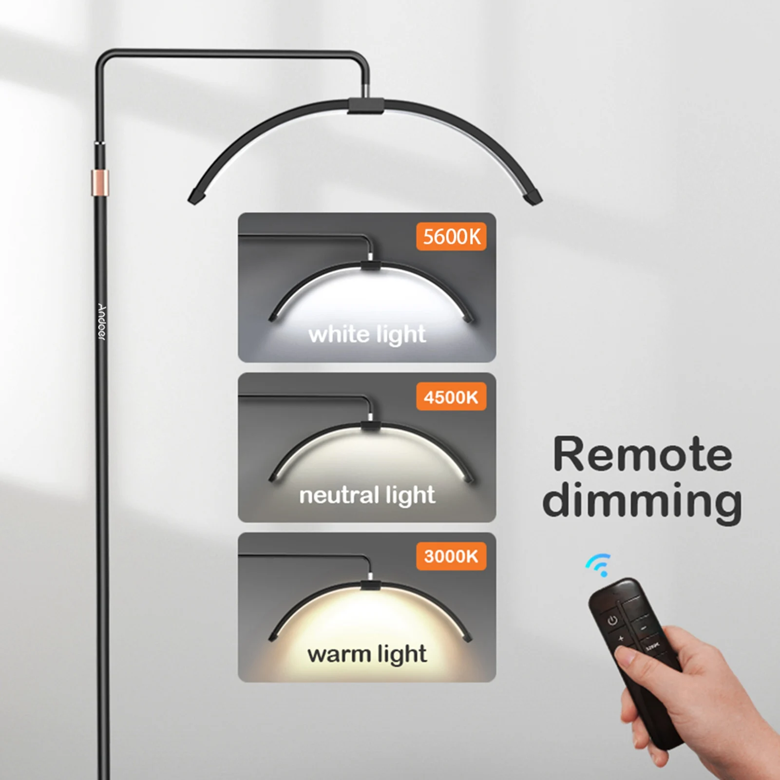 NEUE Halbmond-Bodenleuchte 36W 3200K-5600K Dimmbare LED-Videoleuchte für Smartphone LED-Videoleuchte für Handy LED-Aufnahmelampe – Detail 7