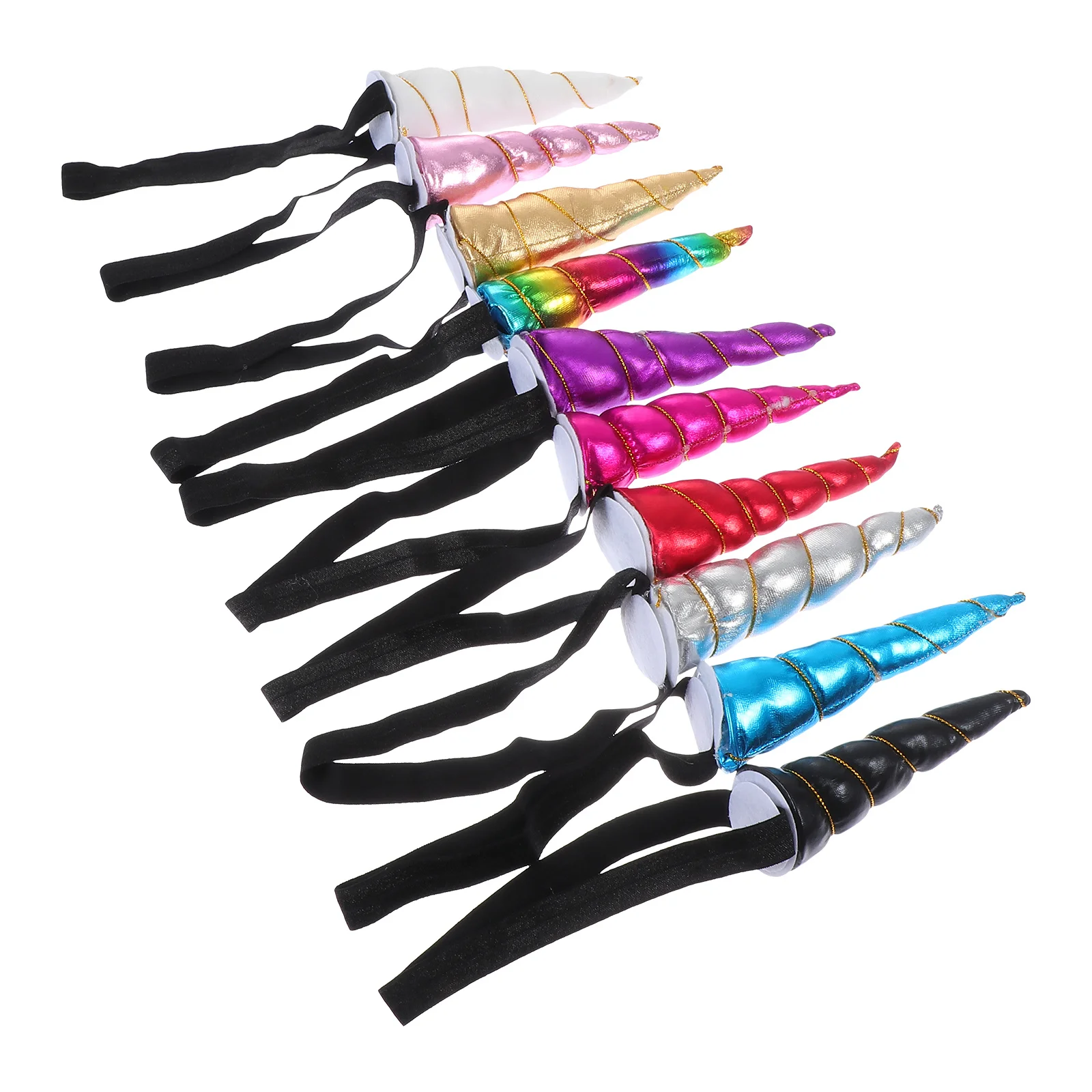 

10Pcs Colorful Unicorn Horn Headband Lightweight Kids Birthday Party Halloween Decorative Hairband Bright Color Headdress
