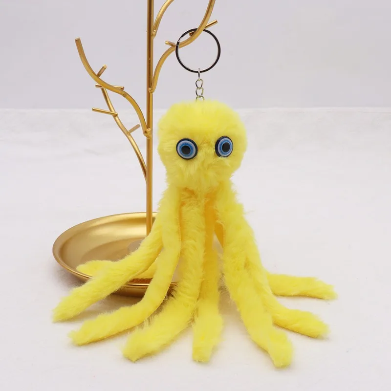 Cute Octopus Plush Keychain Pendant Fluffy Cartoon Car Key Ring Mobile Phone Pendant Jewelry Girl Kids Gift Key Chains