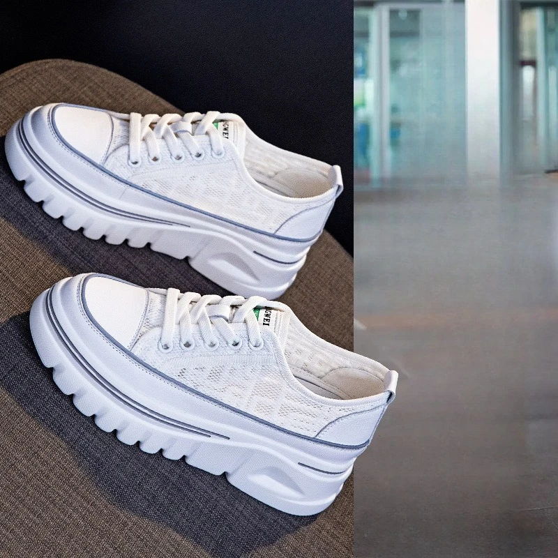 

Женская повседневная обувь, дышащие кроссовки на толстой подошве, маленькие белые туфли на весну и осень