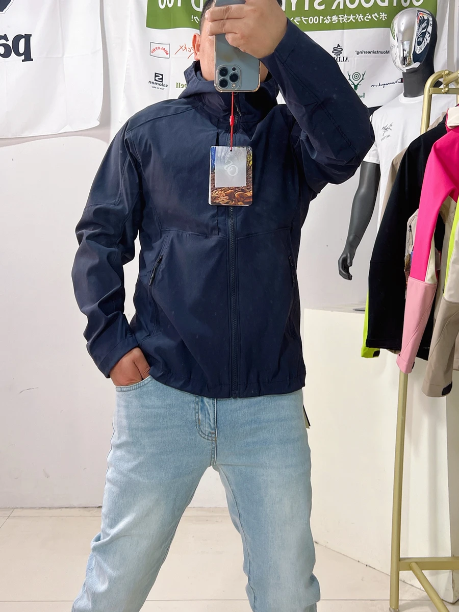 

Casual Hooded Outdoor Breathable 3D Tailored Elastic Fce Spring Jaet Qui Dry Stand Fit Faion Urban Sle Zipper D...