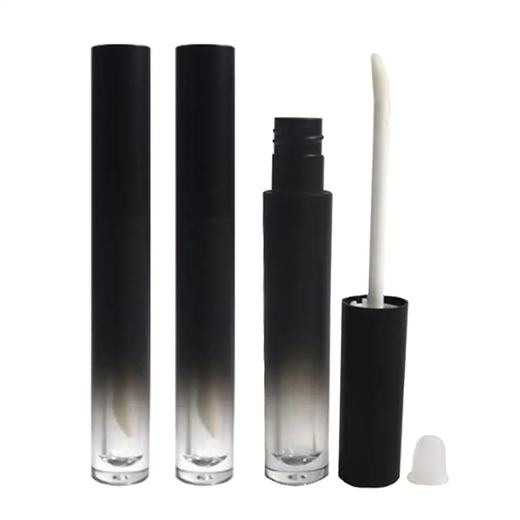 3x 4.5ml Matte Black Lip Gloss DIY Tubes with Wand Lip Stain Storage Bottles