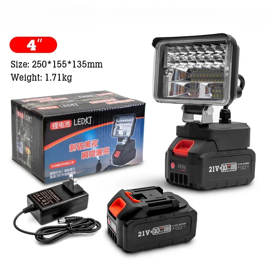 luz led portatil para bateria makita holofotes portateis sem fio trabalho ao ar livre pesca ferramenta de emergencia com usb em 4in 01