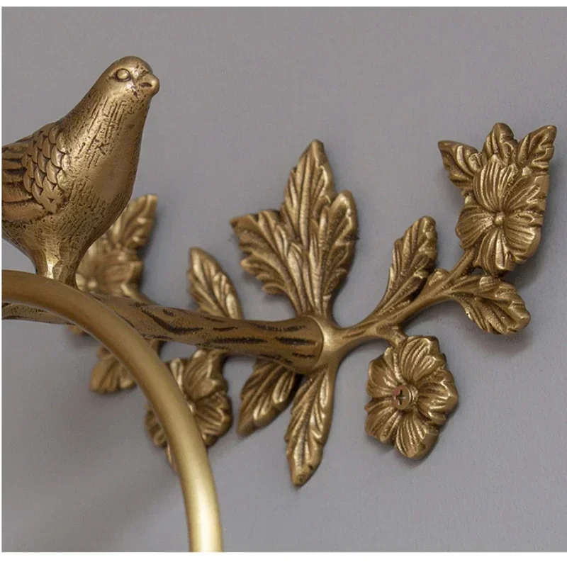 Imagem -05 - Titular de Toalha de Banho Não Perfurado Vintage Brass Bird Towel Ring Decoração de Armazenamento de Papel Toalha de Banho