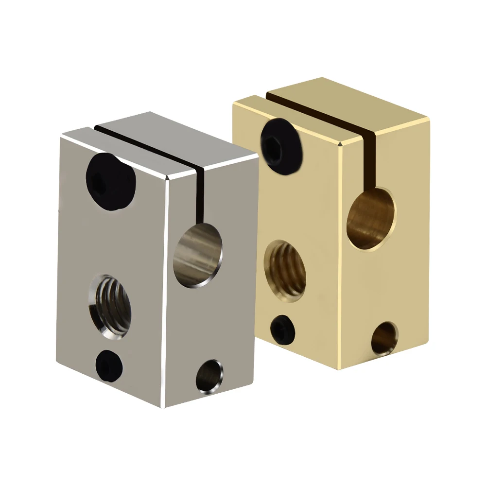 High Quality V6 Heater Block Plated Copper Brass PT100 3D Printer Parts Heat Block For Upgrade E3D V6 Hotend DDB Titan Extruder