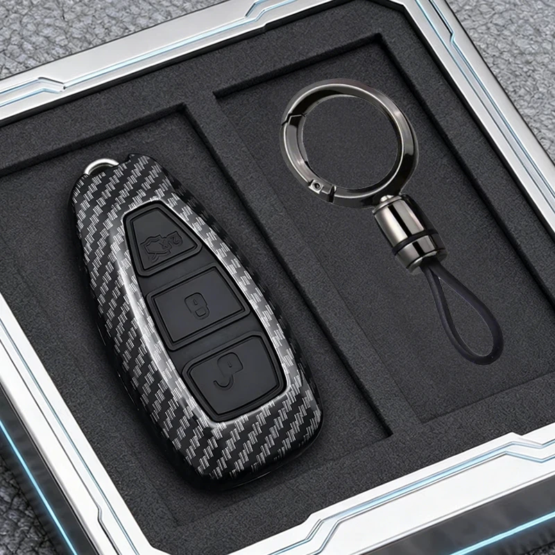 3-Tasten-Schlüsselhülle für Ford Focus 3 4 ST Mondeo MK3 MK4 Fiesta Fusion Kuga Ecosport, ABS-Kohlefaser-Stil Autoschlüssel-Etui – Detail 5