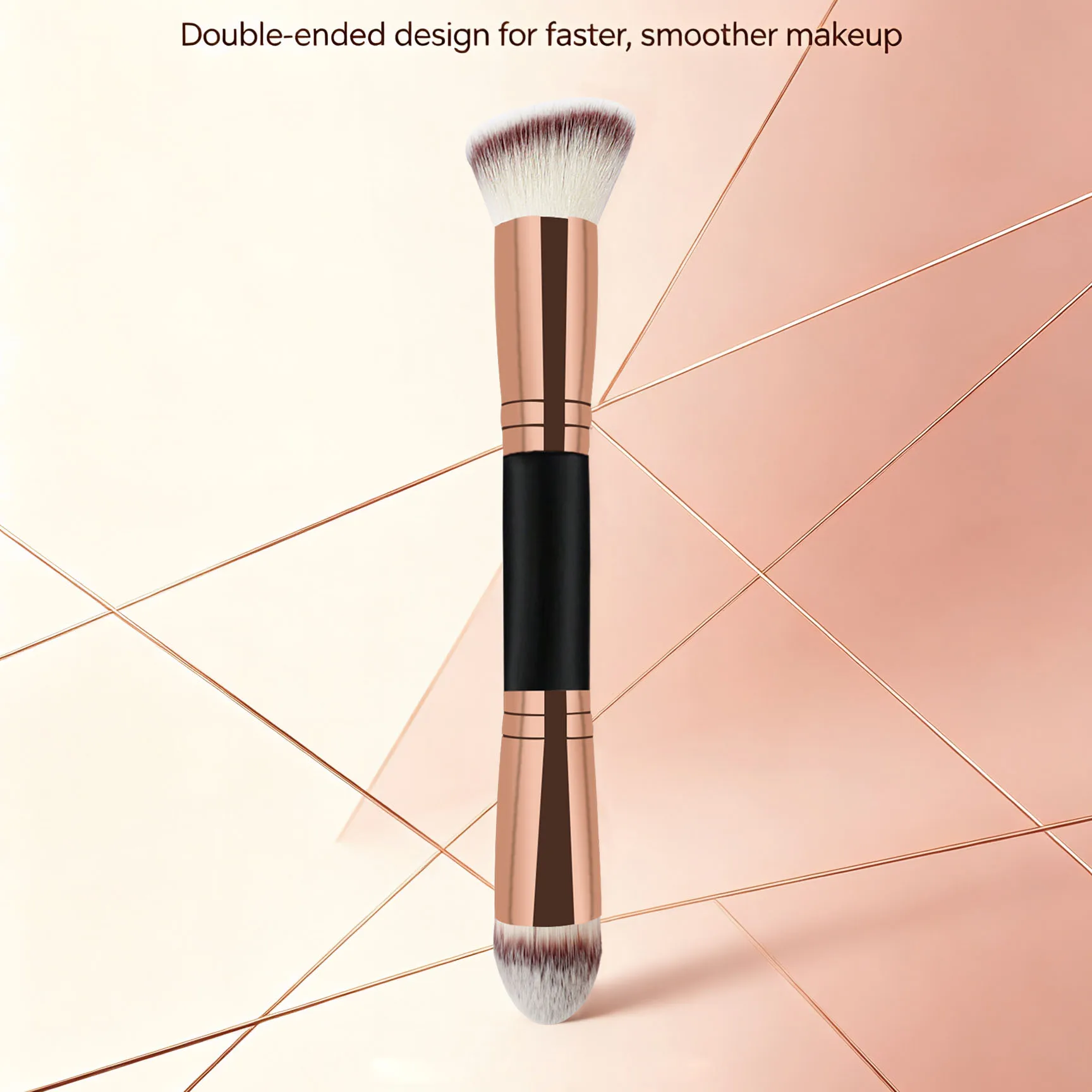 1Pc Double-Ended Facial Makeup Brush, Foundation Brush, Contour Brush, Loose Powder Brush, Blush Brush, All-In-One Makeup Brush, with Soft and Dense Bristles, Does Not Absorb Powder, Suitable for Liquid and Cream Foundation and Concealer, Blends Evenly Without Brush Marks, Creates a Flawless Finish, Beginner-Friendly Beauty Tool