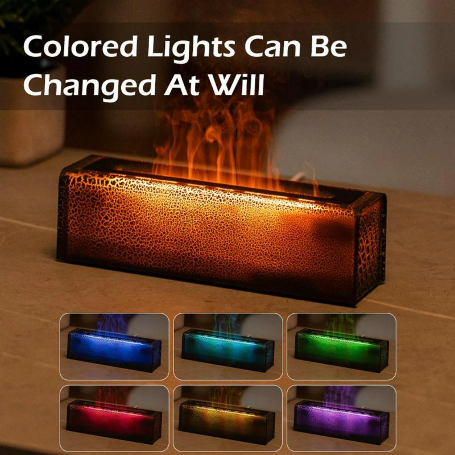 เครื่องกระจายน้ํามันหอมระเหยเปลวไฟจําลองอัลตราโซนิกแบบพกพาที่สดใสสําหรับห้องนั่งเล่นห้องนอนการศึกษา - USB ขับเคลื่อนความชื้นสีสันสดใส