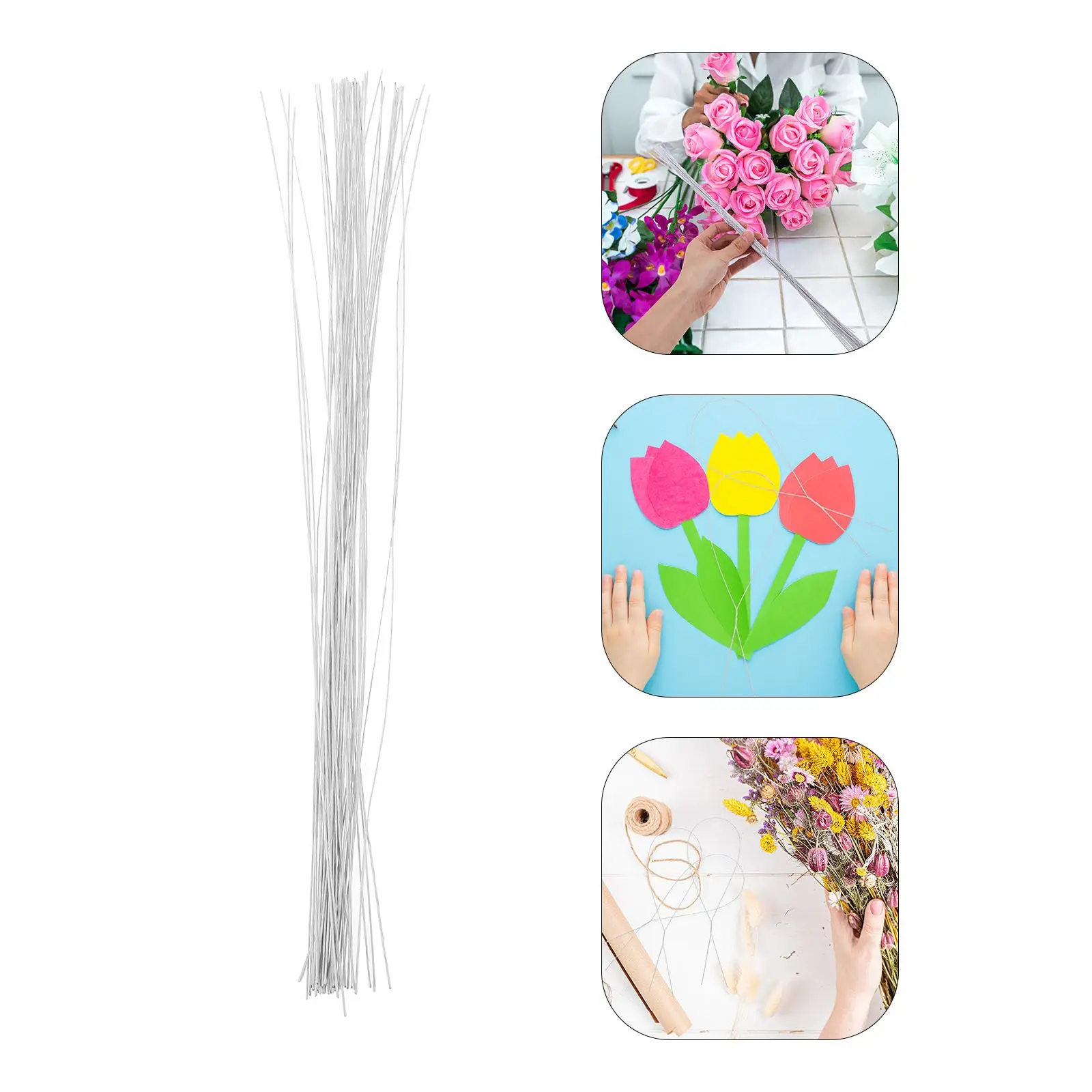 

50pc White Floral Stem Wire Iron Wire Artificial Flower Arrangement Wrapping Strip For DIY Flower Craft Wedding Party Decor