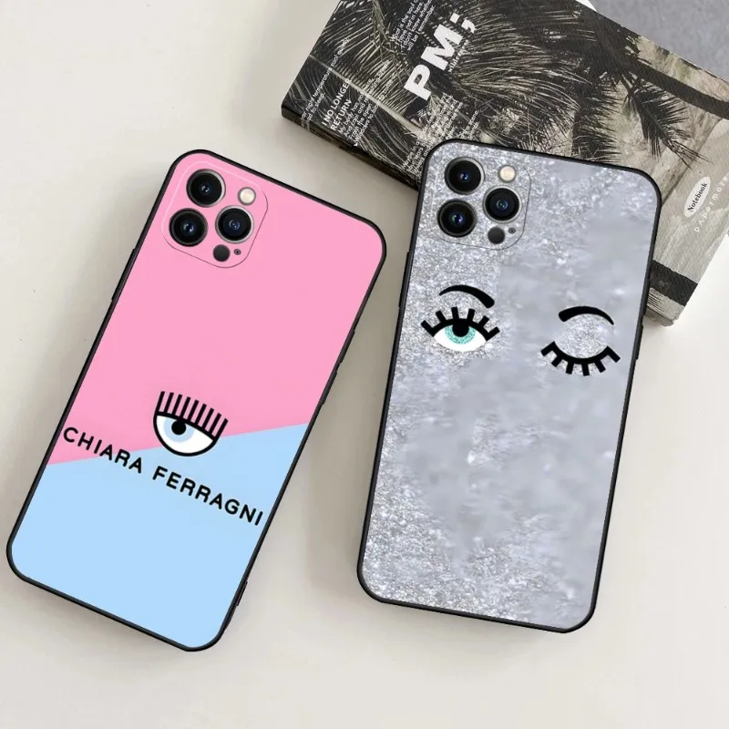 Hot Ferragnie-s Eyes Chiara Phone Case 2023 For IPhone 15 14 12 13 11 Pro Max Mini X XR XS Max 7 8 Plus New Black Silicon Cover