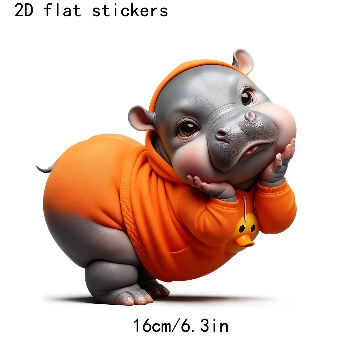 Cute Baby Hippo Orange Hoodie Vinyl Sticker Waterproof For Laptop Water Bottle Truck Motorcycle Cup Animal Decor