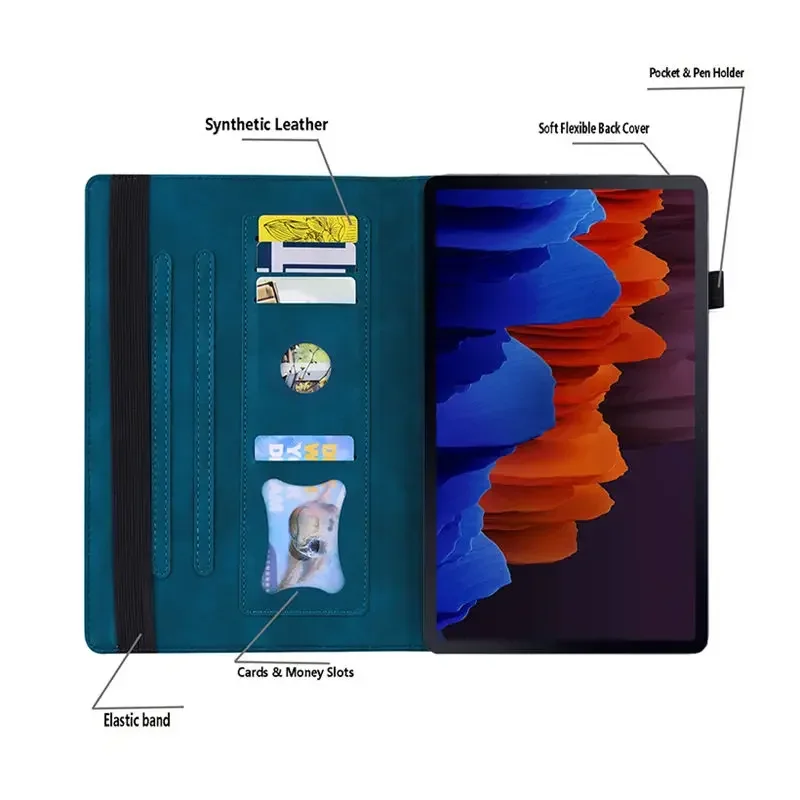 Business Wallet Flip Book Tablet Case for Samsung Galaxy Tab S12 Ultra 14.6 Plus 12.4 PU Leather Soft TPU Shell Shockproof Cover