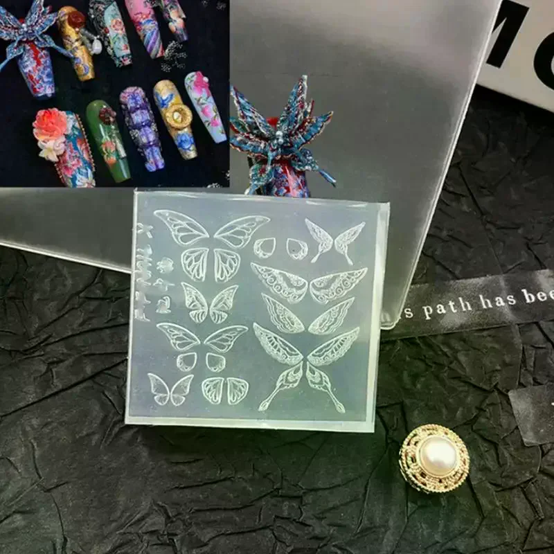 Silicone Mold for Butterfly Nail Art 1Pcs Five Petaled Flower Pattern Easy Clean Template for Gel Nail Crafts