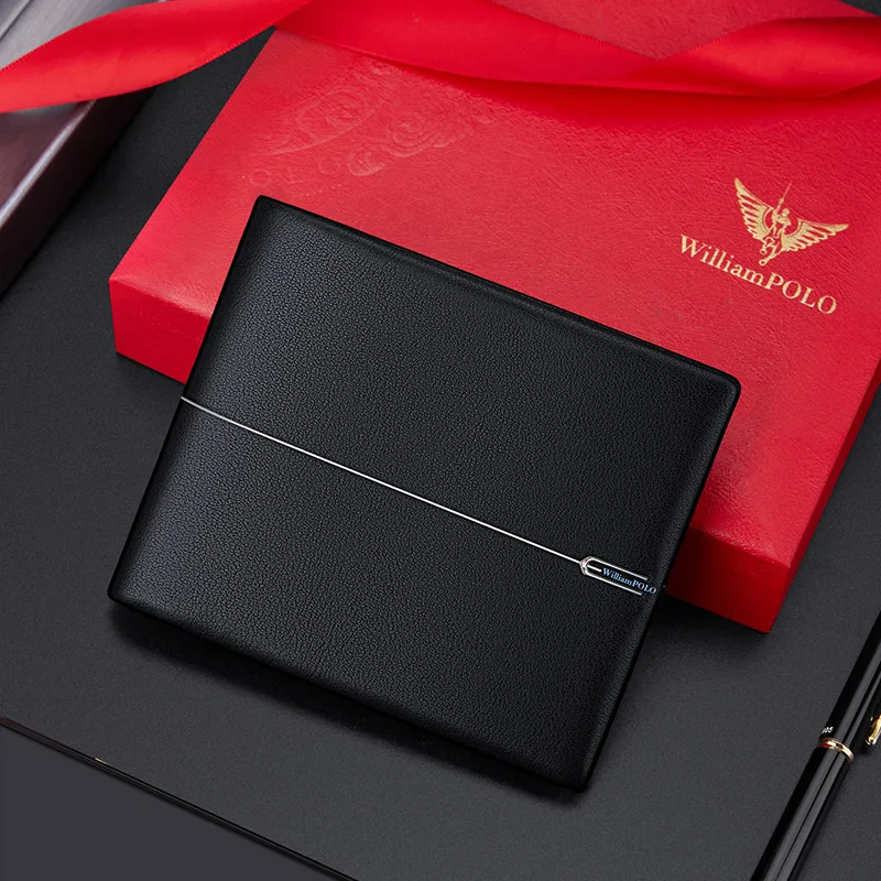 Fashionable leather wallet, men's short card holder, high-end personalized card bag