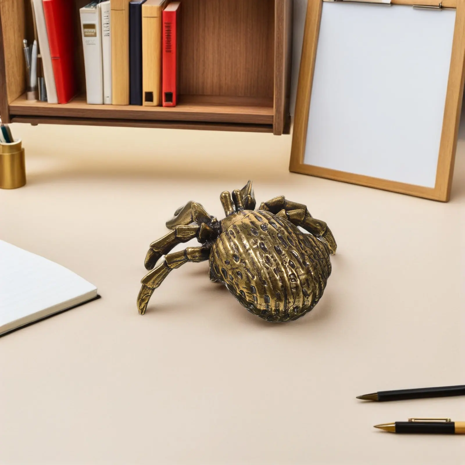 Vintage Brass Hermit Crab Retro Nautical Home Desk Ornament Coastal Mini Seashell Sculpture Tabletop Decor