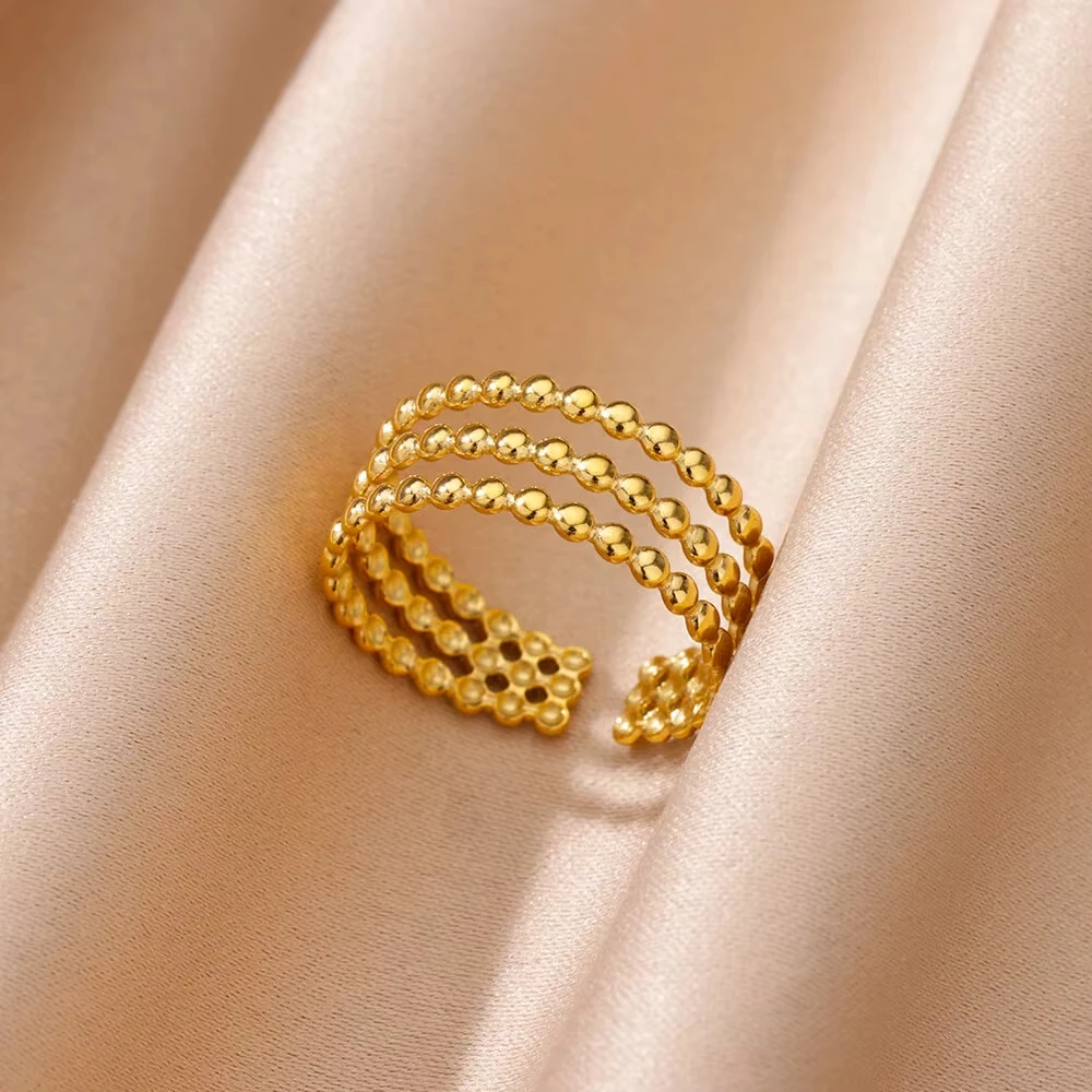 Stainless Steel Chunky Wide Rings For Women Vintage Gold Color Geometric Open Finger Ring Fashion Minimalist Jewelry Gift Femme image 3