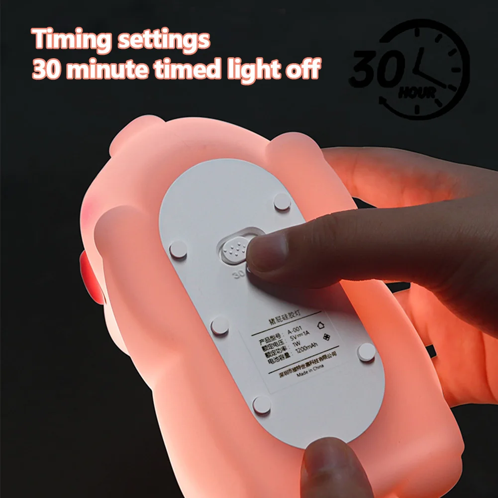 Cute Animal Night Light Built-In Timer Cartoon Bedside Lights USB Charging Kawaii Animal Nightlights for Breastfeeding Toddler