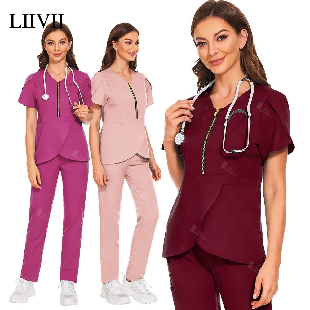 

Unisex Medical Uniforms for V-neck Nurse Scurbs Set Women Hospital Doctor Workwear Oral Dental Surgery Work Uniform Short Sleeve