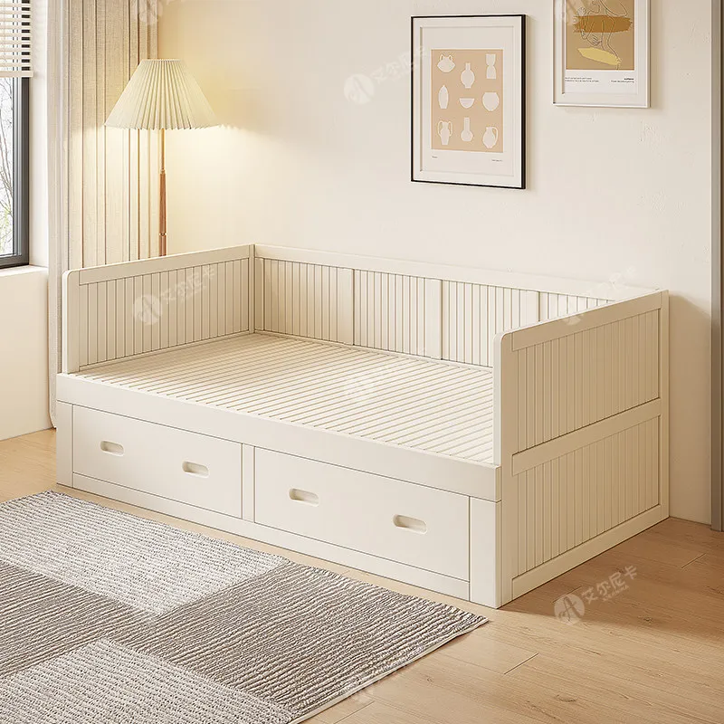 Sofa bed multi-functional solid wood pull-out telescopic storage living room sitting and sleeping dual-purpose push-pull bed