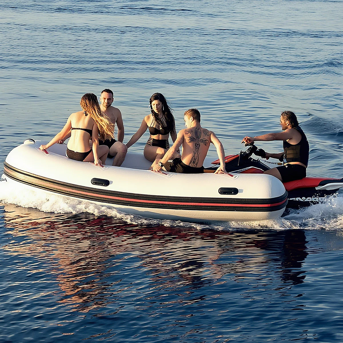 Inflatable Motor Bike Extension Inflatable Pontoon Jet Ski Tender Capable for 4 Adults Inflatable Jet Ski Boat