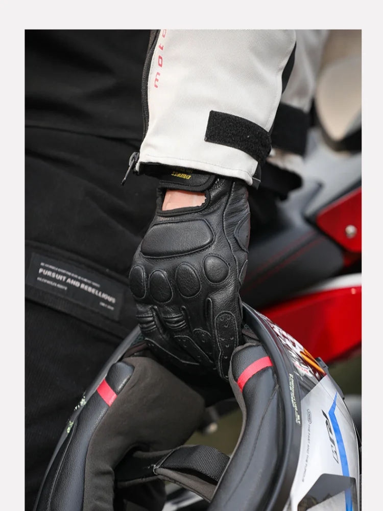 AliExpress NONE Motorcycle Cycling Gloves Leather Full Finger Wear-resistant Touchscreen Protection  para moto Motocross Racing Cowhide
