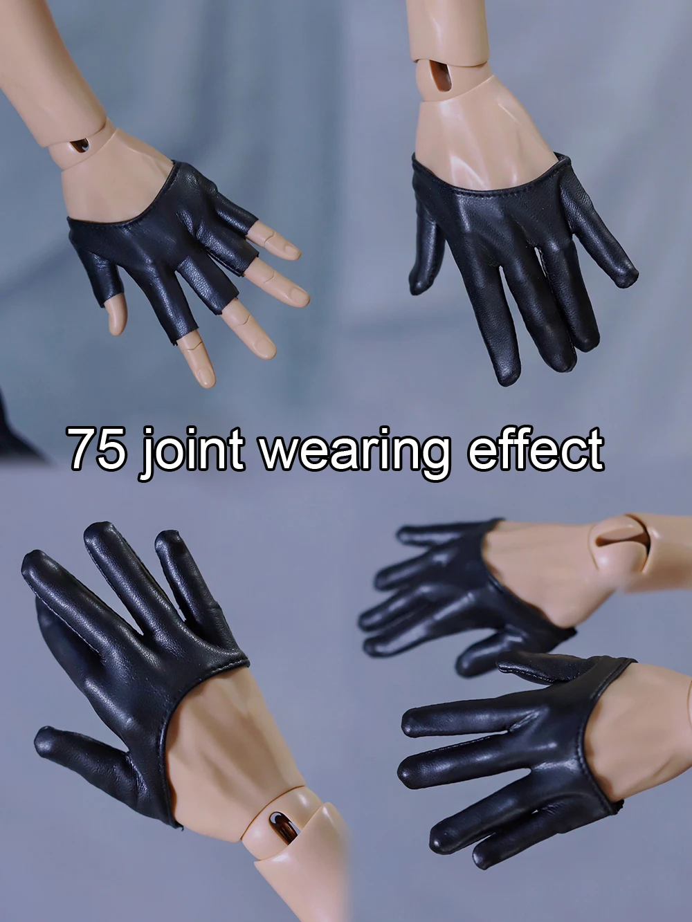 D09-P049 children handmade toy 70 uncle ID75 DD/DY doll BJD/SD doll's Open finger all finger black leather gloves 1pair