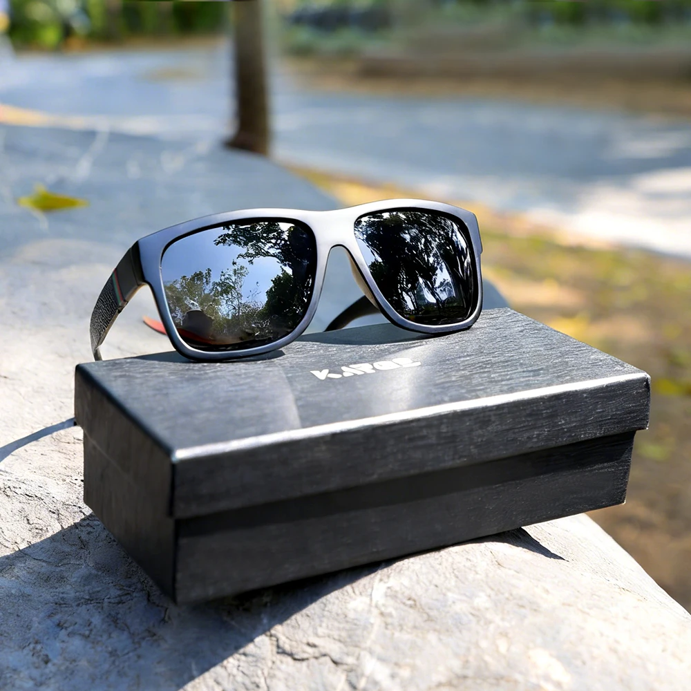 

KAROS Fashion Square Sunglasses Classic Men Women Driving Fishing Colorful Trendy Lightweight Outdoor Goggles With Box