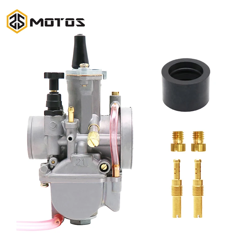 ZS MOTOS Universal 2T 4T For Keihi PWK Carburetor 21 24 26 28 30 32 34 mm With Power Jet Main jet Idle jet Rubber interface