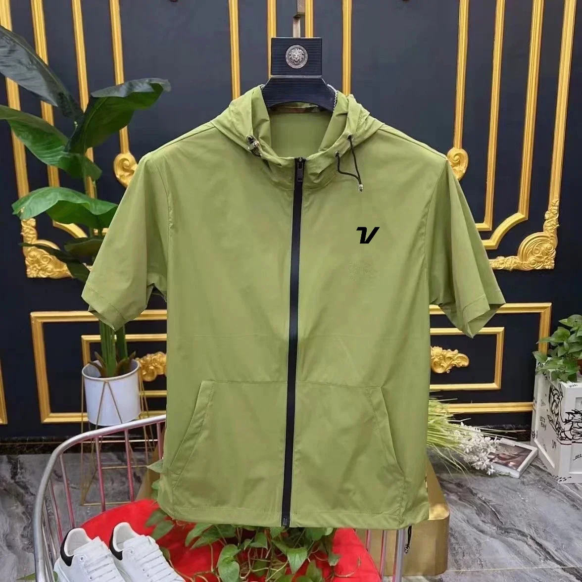 Summer New Golf Hooded Short-sleeved New T-shirt Men's Thin Casual Zipper Short-sleeved Cardigan Casual Man Golf Clothing