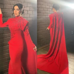 Customized  Prom Exquisite Formal Evening High Collar  Gown Beading Floor-Length Satin Bespoke Occasion Dresses