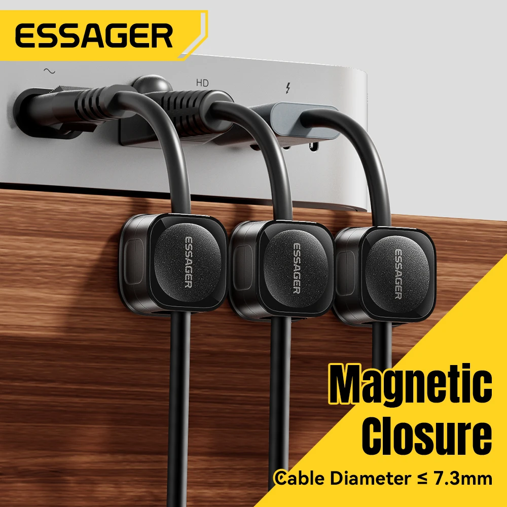 Essager Magnetic Cable Clips Cable Smooth Adjustable Cord Holder Under Desk Cable Management Wire Keeper Cable Organizer Holder