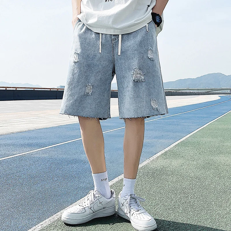 

New Fashion Mens Ripped Short Jeans Fashion Brand Clothing Bermuda Summer Cotton Denim Shorts Breathable Streetwear Shorts Male