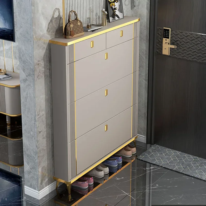 

Living Room Wooden Shoe Cabinets Shelf Organizers Folding Stand Shoe Cabinets Mobile Space Saving Sapateira Home Furniture