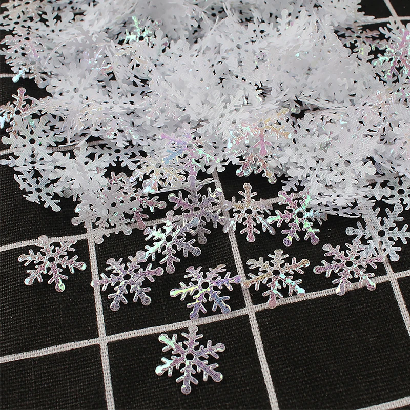 300Pcs/Lot Christmas Snowflakes Confetti Artificial Snow Xmas Tree Ornaments Decorations For Home Party Wedding Decor Supplies